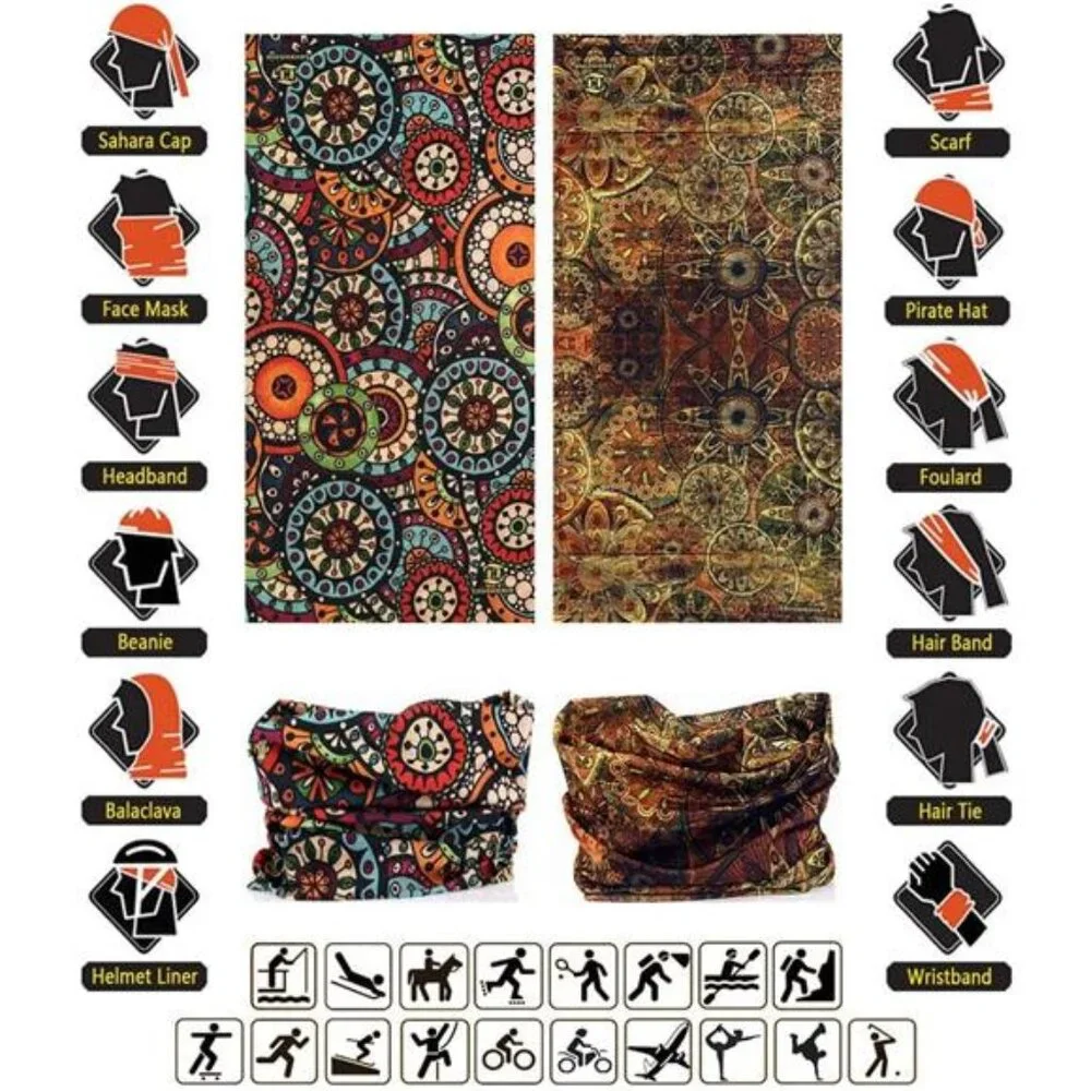 6Pcs Men's Headband Neck Gaiter Head Wrap Headwear Face Mask Magic Scarf Bandana